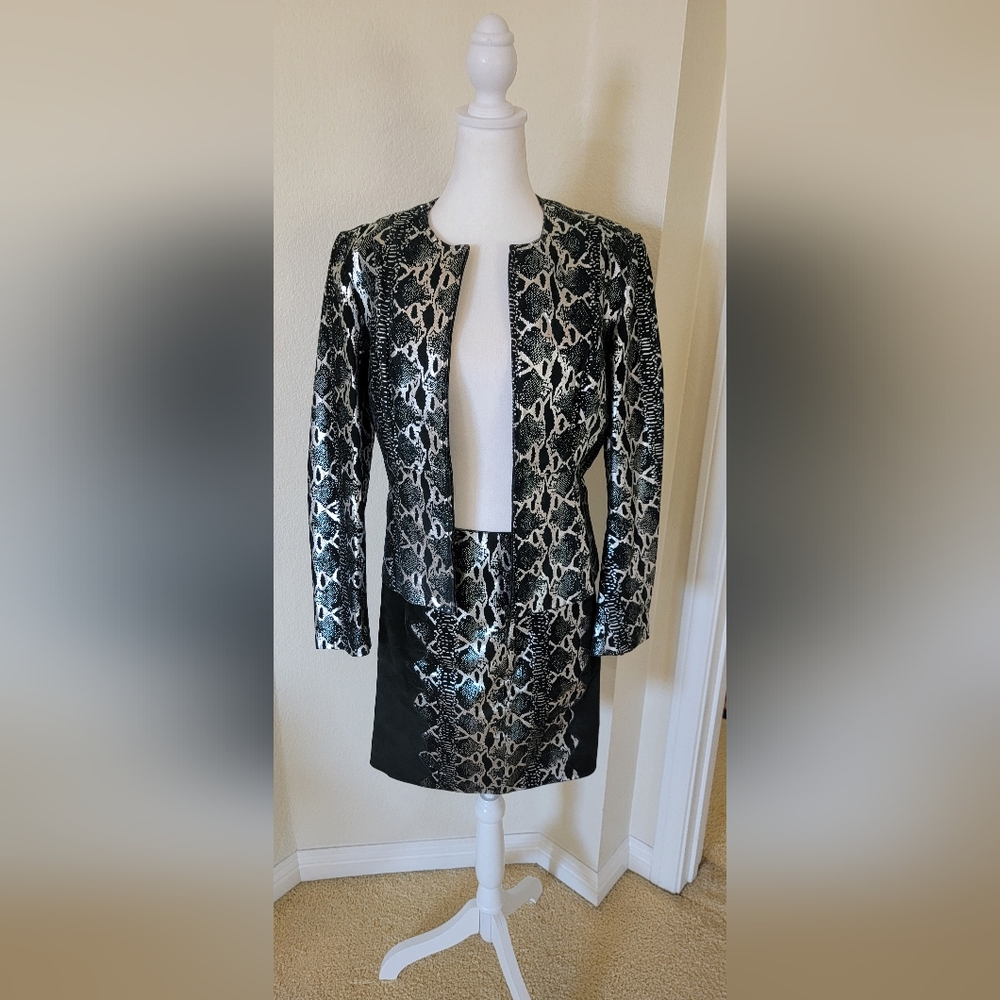 Black Metallic Silver Leather Suede Reptile Print by Metrostyle , Size 12 - Picture 4 of 11